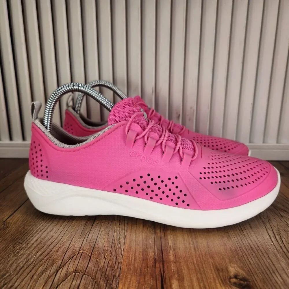 Youth J6 CROCS LiteRide Pacer 206011 Pink Slip On Girls Water Low Sneakers Shoes